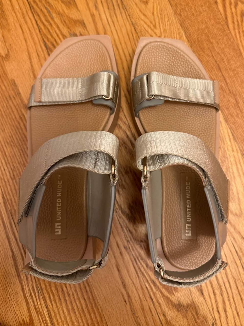 United Nude Rico Platform Sandal Size 38 Comfort Tan and Gray